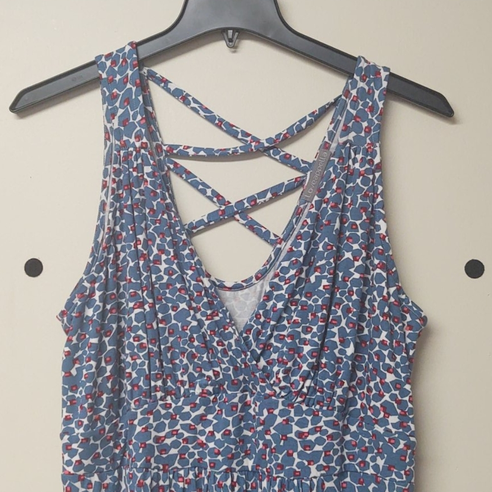 Cute blue knit maxi dress with back detail, 2x